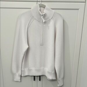 aerie Cream Half-Zip Cowl Neck Sweater